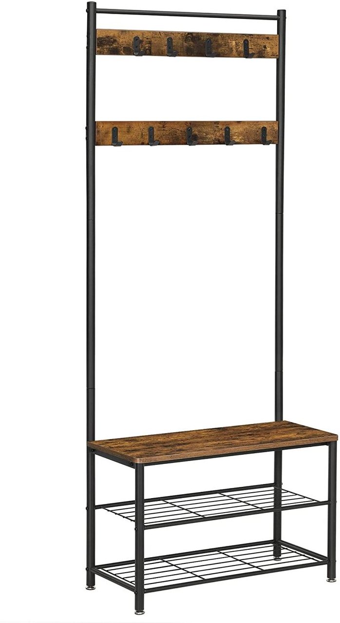 Kleiderständer mit Haken, 3 Ablagen