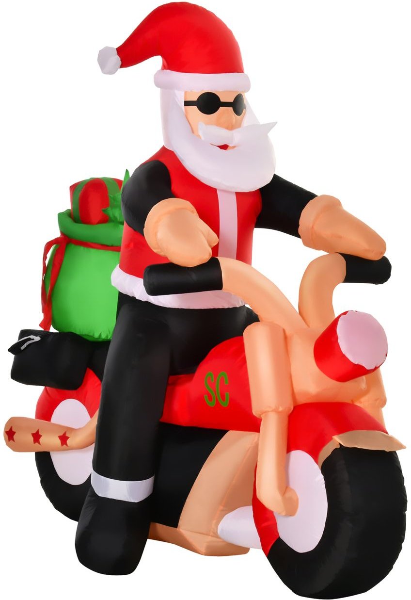 Thumbnail - Aufblasbarer Weihnachtsmann auf einem Motorrad 150 cm LED mit Gebläse Weihnachts-Party Weihnachtsdekoration Polyester We...