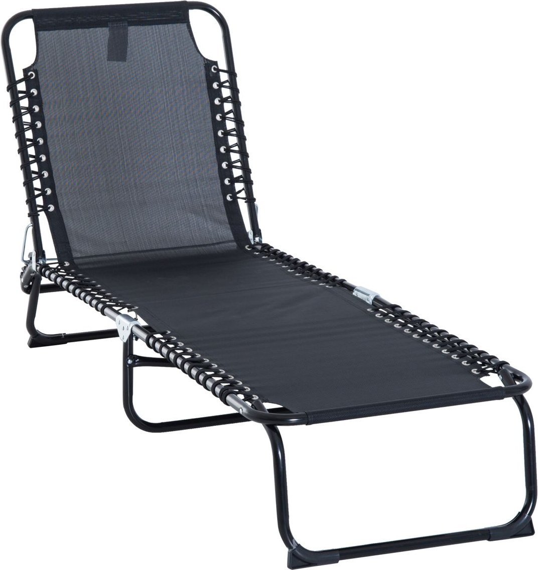 Sonnenliege faltbar, 4-stufige Rückenlehne verstellbar, ca. 197 x 58 x 76 cm - Schwarz