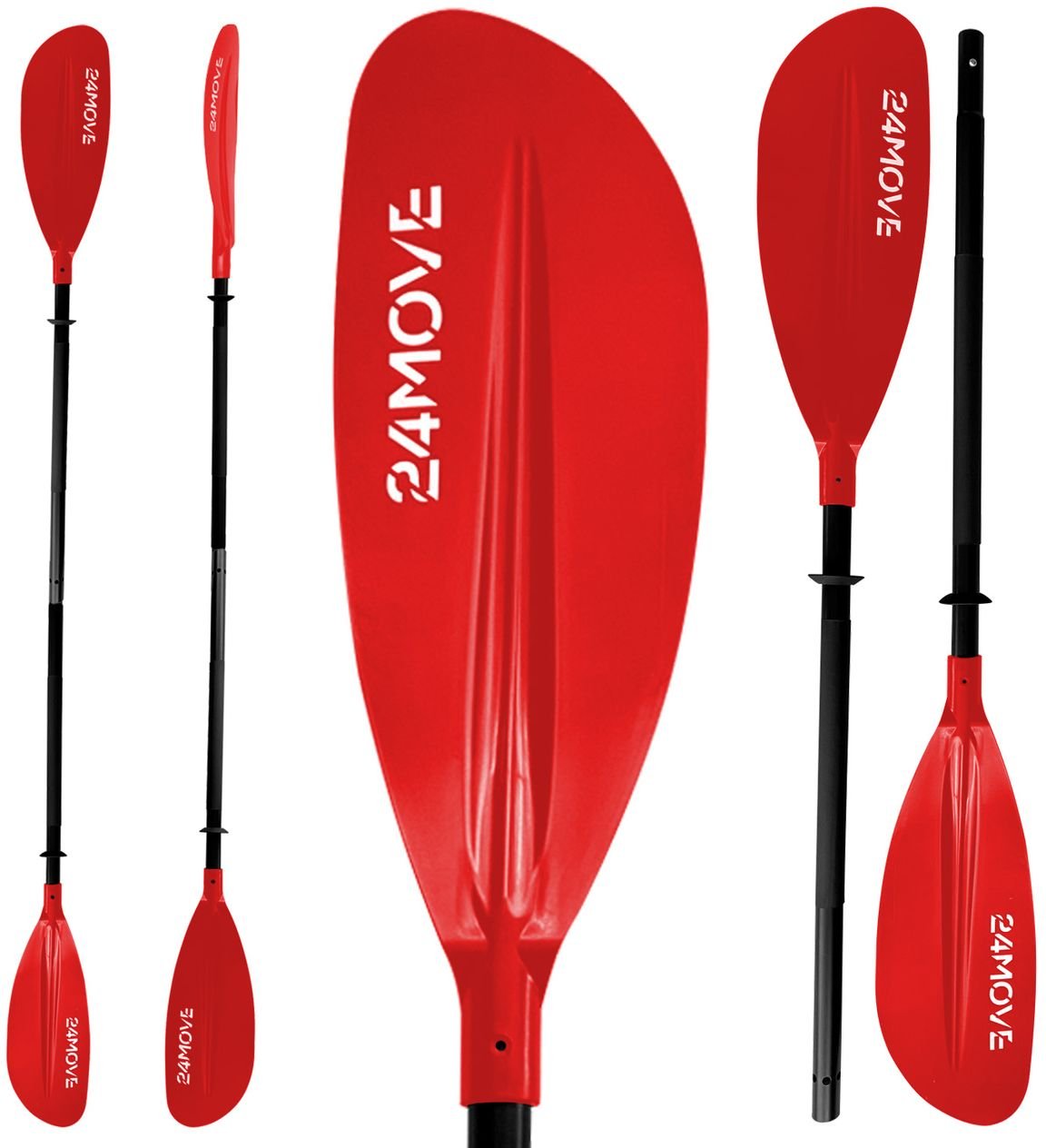 Kajak Doppelpaddel 220¿cm, Aluminium, Nylon-Kunststoff-Blätter, 2-teilig, rot