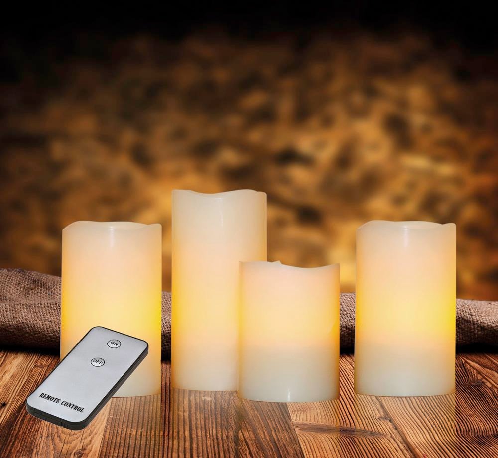 X4-LIFE LED Echtwachskerzen 4er Set incl. Fernbedienung