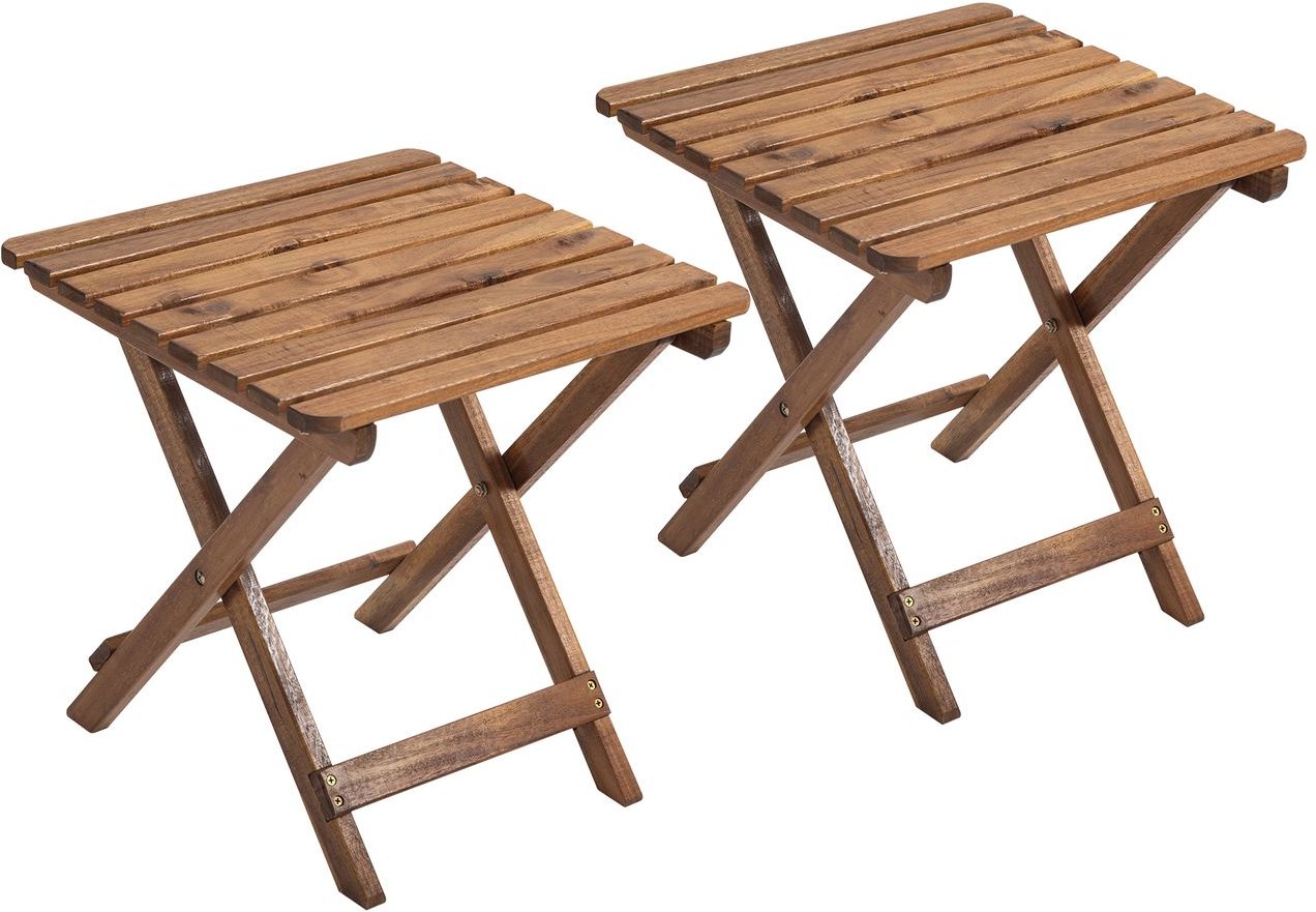 Beistelltisch 2er-Set Gartentisch Klappbar Campingtisch aus Holz Teak