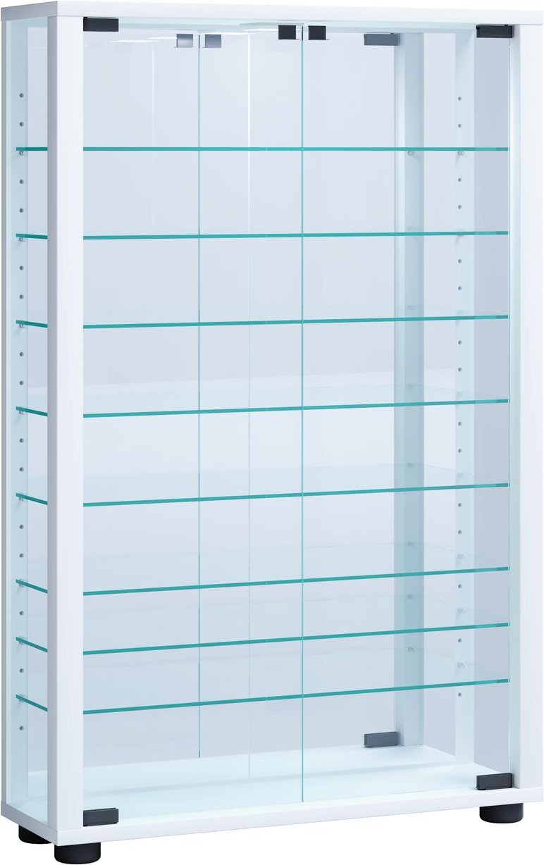 Standvitrine "Lumo Mini" mit Spiegel Weiß