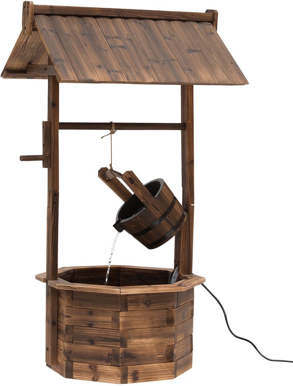 Springbrunnen Wasserfall Regulierbar Massivholz Braun 68 x 57 x 118 cm