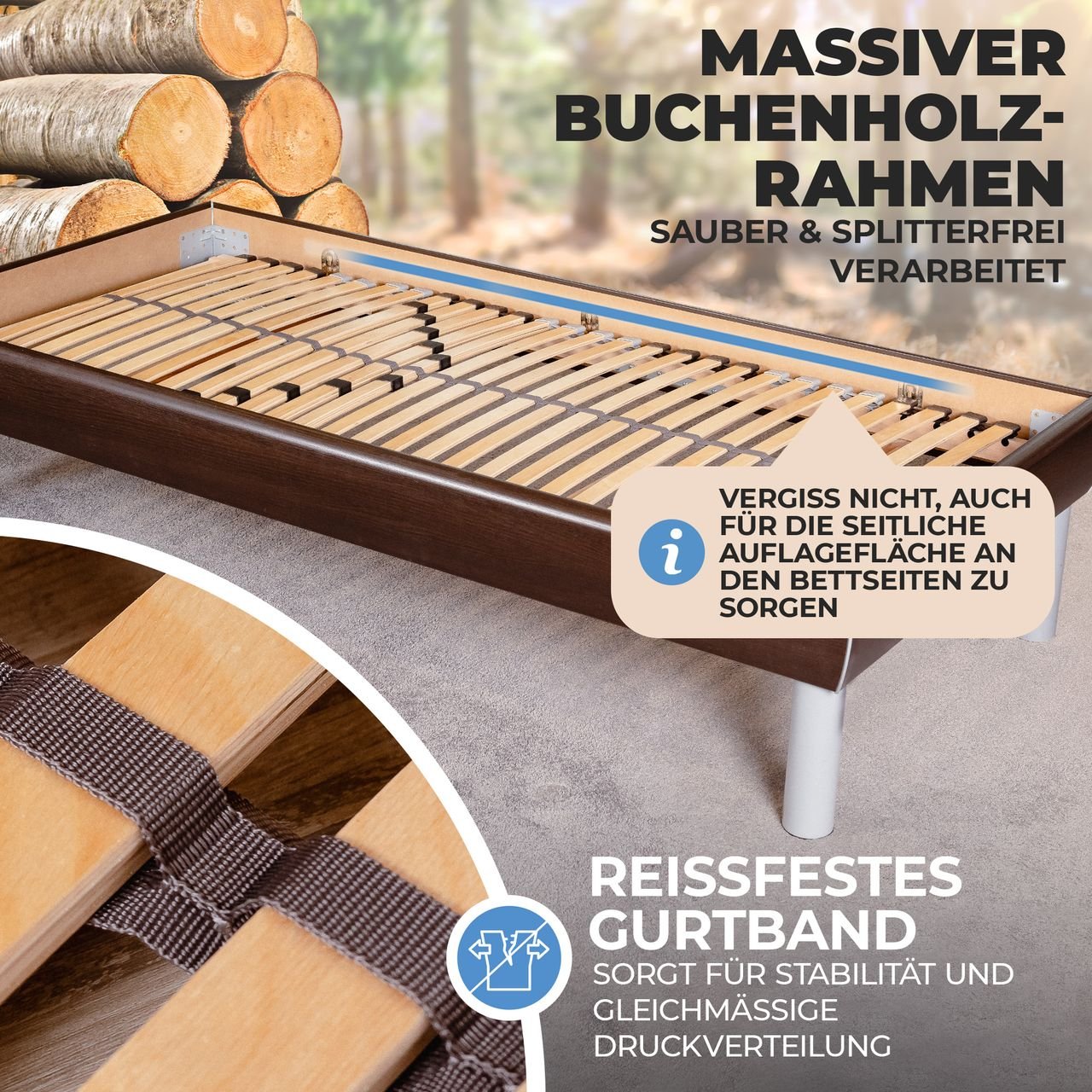 7-Zonen Lattenrost ERGO K 80x190 verstellbar Kopfteil Härtegrad verstellbar 26 Leisten