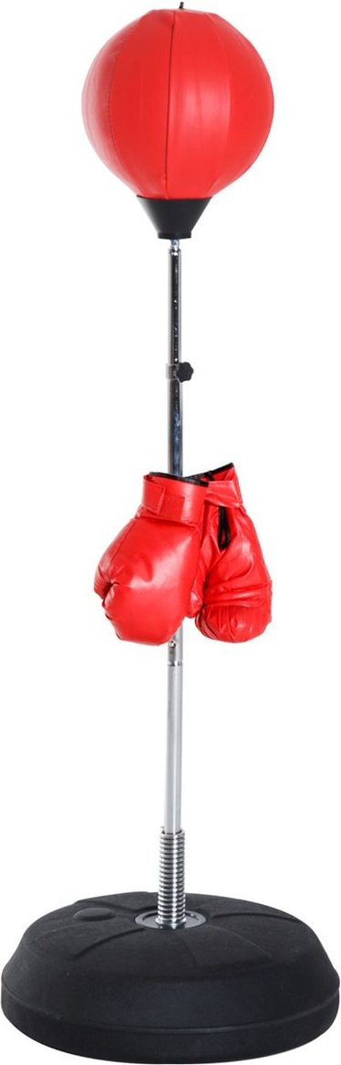 HOMCOM Boxsack, Boxständer mit Handschuhe, Punchingball, 1,26-1,44 m Rot