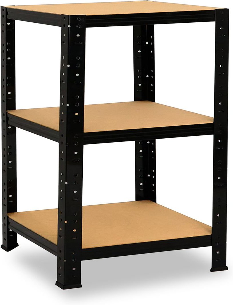 BLACK 90x60x60cm Schwerlastregal in schwarz mit 3 Böden