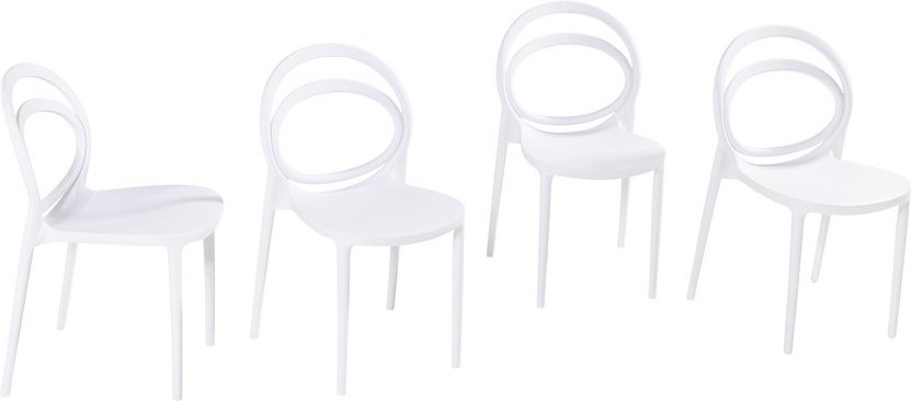 4er-Set luxuriöse Stapelbare Design-Esszimmerstühle, ca. 54 x 40,5 x 45-82 cm - Weiß