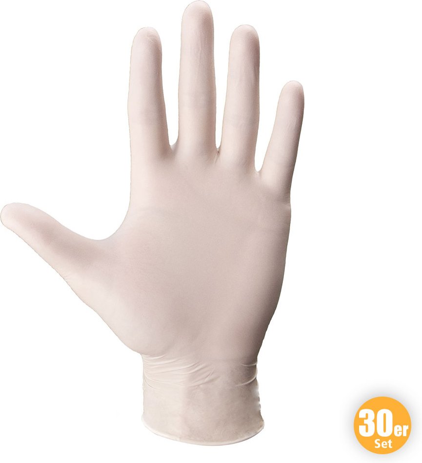 Latex-Handschuhe, Größe M - Weiß, 30er