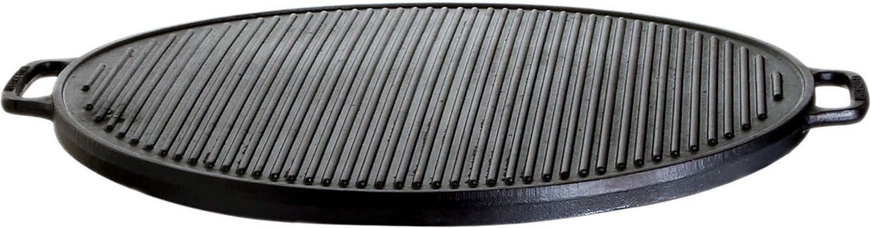 Gusseisen-Grillplatte, robust, beidseitig verwendbar, rund, schwarz, 41cm