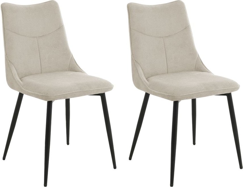 byLIVING Stuhl CARLO, 2-er Set, Breite 59 cm, Webstoff taupe, Gestell schwarz
