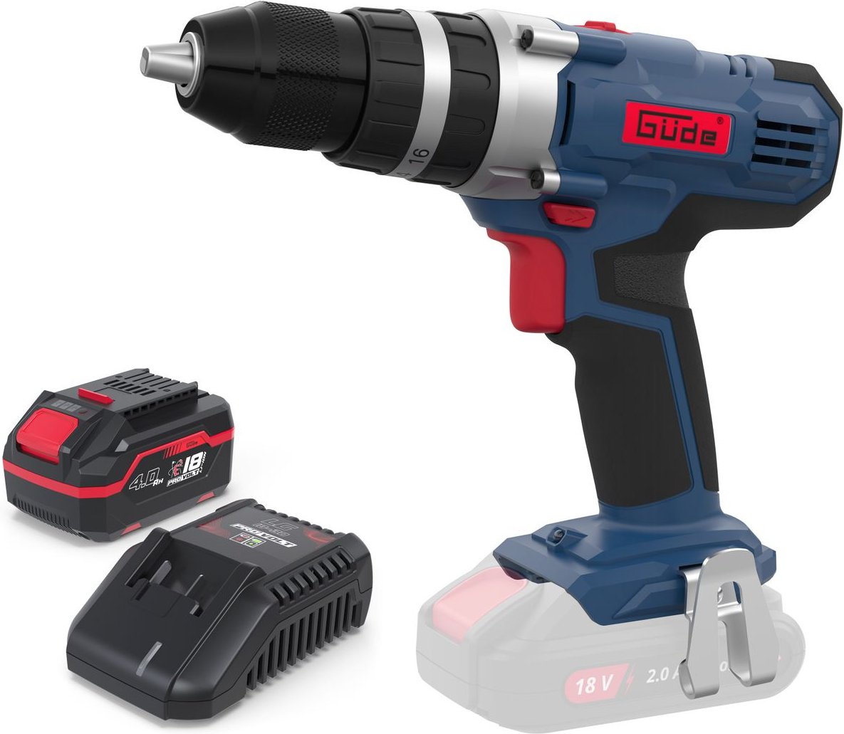 Güde Akku Schlagbohrschrauber BSB 18-0 inklusive Ladegerät & Akkupack Starter-Kit Set