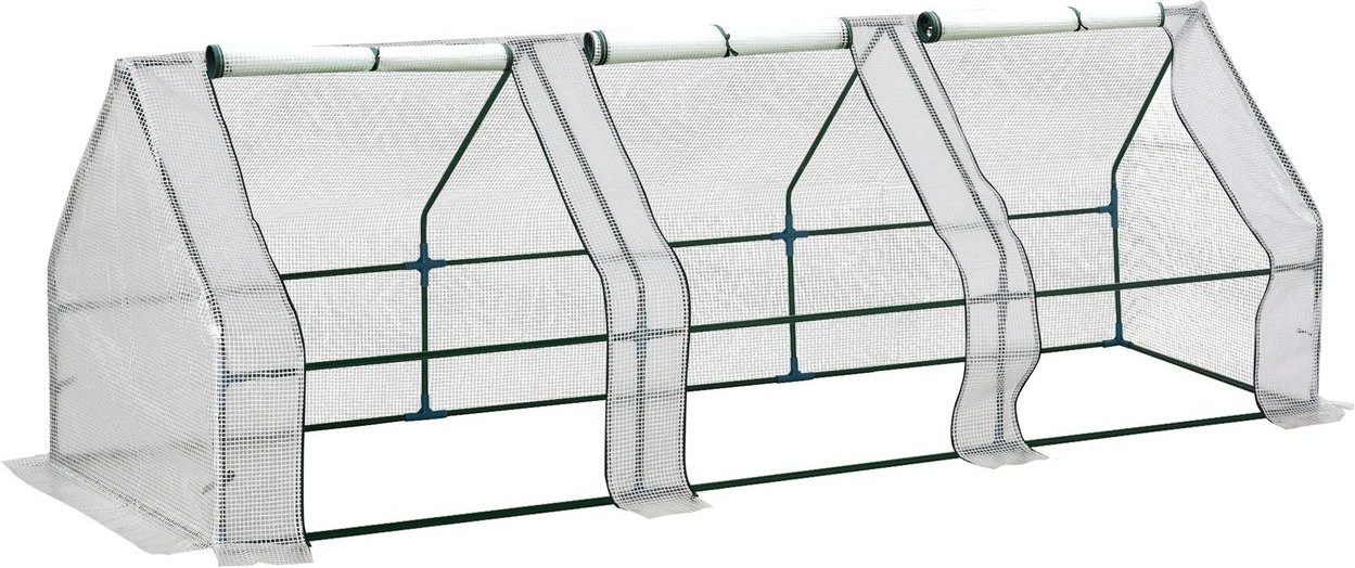 Gewächshaus Treibhaus Tomatenhaus Frühbeet 270 x 90 x 90 cm Weiß