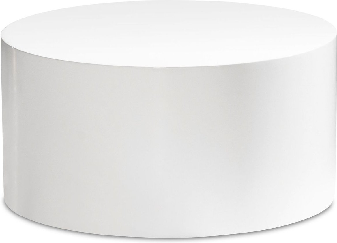 Couchtisch MONOBLOC Weiß Hochglanz 60 cm Wohnzimmertisch Sofatisch Rund