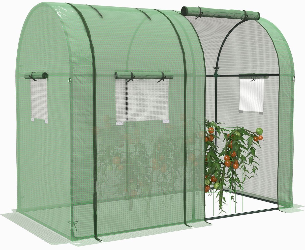 Outsunny Foliengewächshaus, Gewächshaus, Winddichtes Treibhaus mit Rolltür, Grün