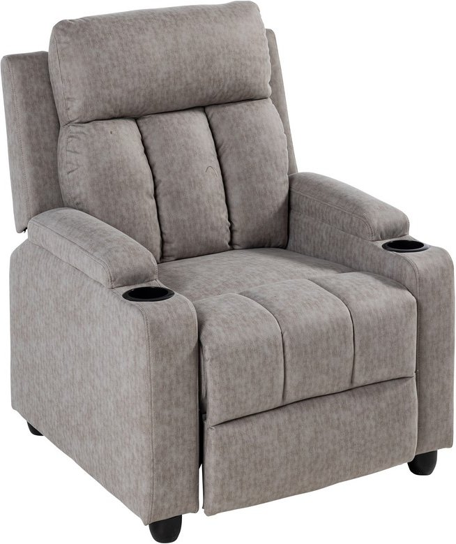 gepolsterter Relaxsessel Sofasessel mit 2 Getränkehalter - Hellgrau