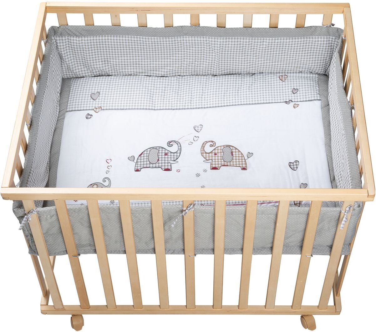 Laufgitter 'Jumbotwins', 75 x 100 cm, Spielgitter inkl. Schutzeinlage und Rollen, Holz natur