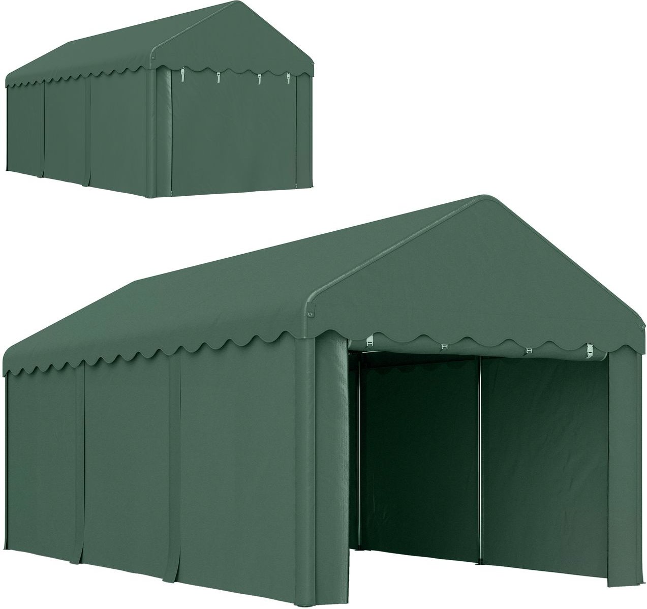 Outsunny Carport 3x6 m Zeltgarage mit Rolltüren, Dach, abnehmbaren Seitenwänden