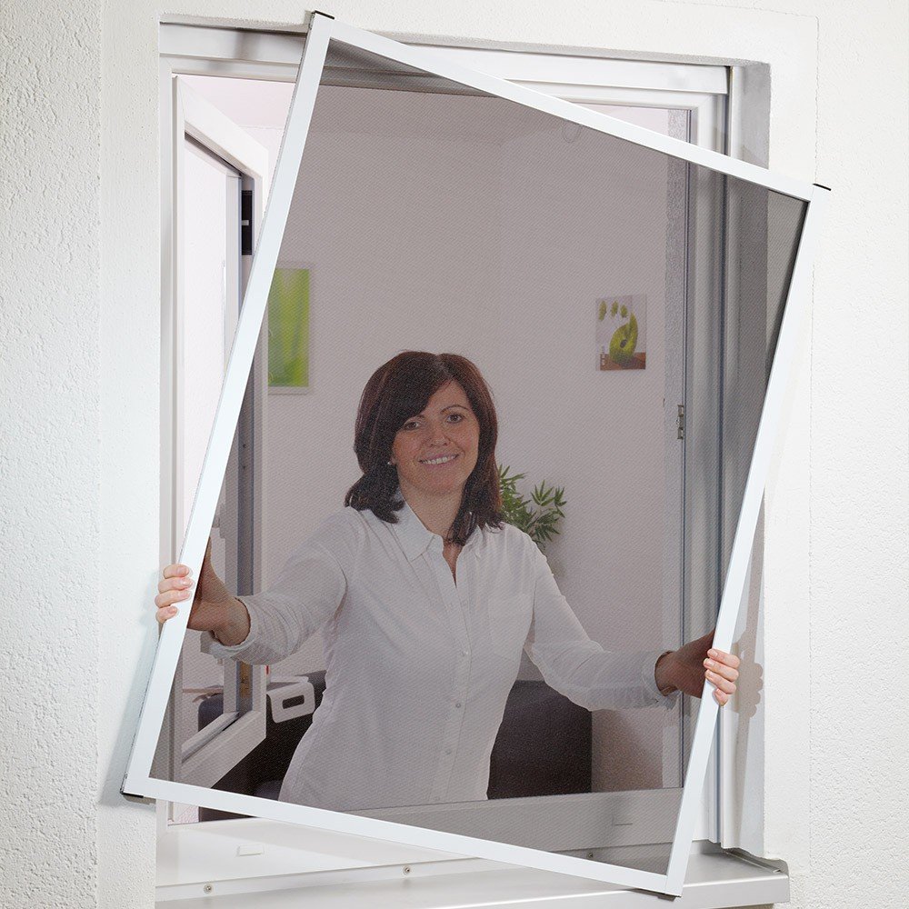 Alu Fensterbausatz Slim 100x120cm weiß Pollenschutz