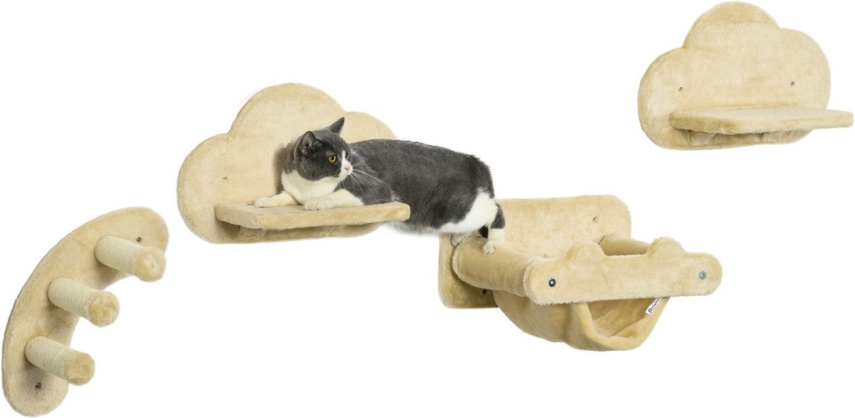 Katzentreppen-Set Sprossenleiter Plattformen Hängematte Indoor Beige