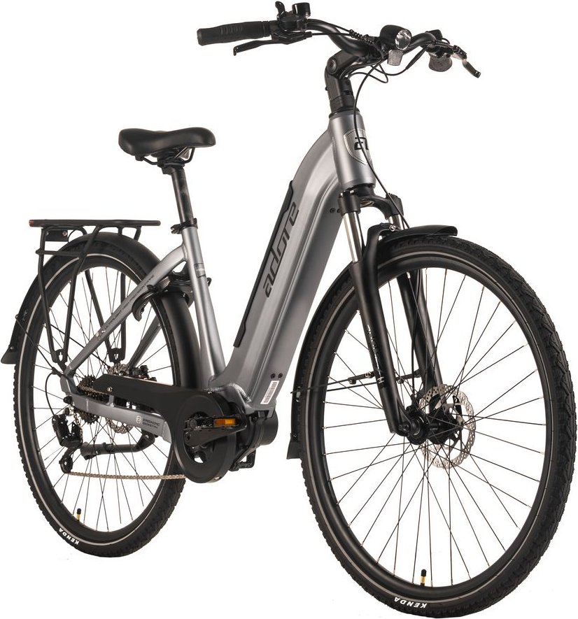 ADORE E-Citybike 28" Alu Cityfahrrad CX-660 Mittelmotor 75NM / 14,7Ah Grau matt