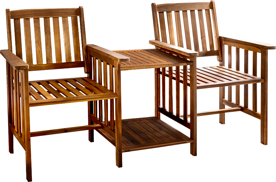 2-Sitzer-Gartenbank mit Beistelltisch klappbar aus Akazienholz, ca. 163 x 63 x 91 cm - Braun