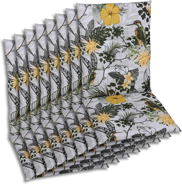 Sessel-Auflage mittel 8er Set Eisvogel grün-gelb
