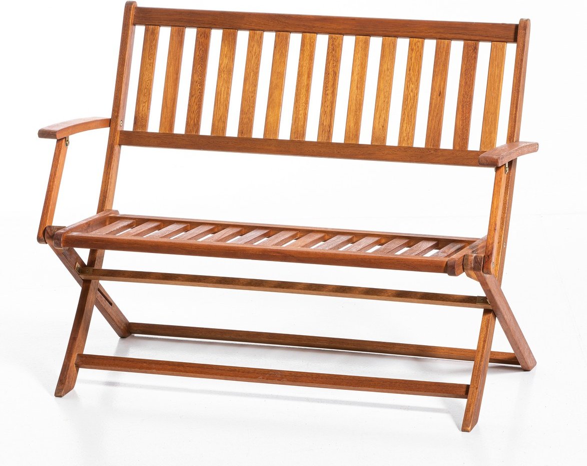 2-Sitzer faltbare Gartenbank aus Eukalyptusholz, ca. 118 x 63 x 89 cm - Braun