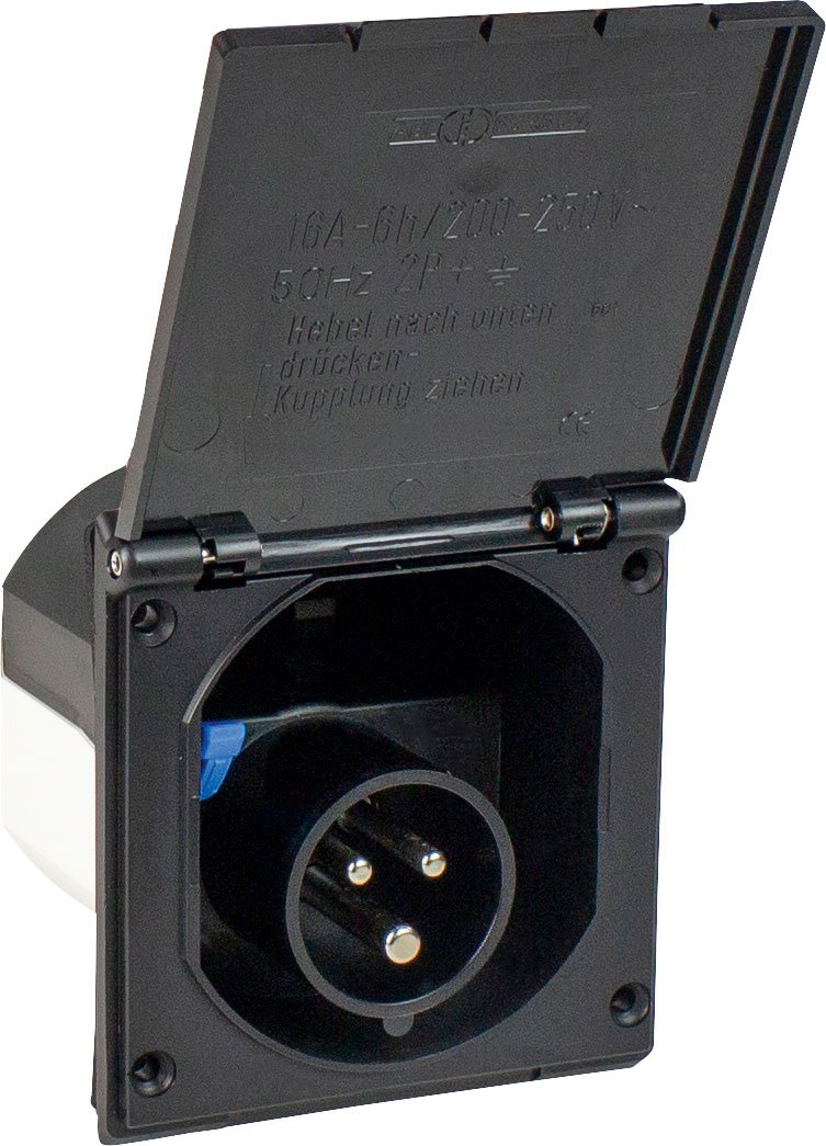 Camping CEE Einspeisestecker 3-polig mit Klappdeckel