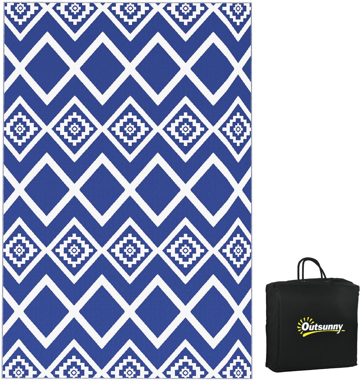 Outdoor-Teppich, Kunststoffteppich mit Tragetasche, Balkonteppich Blau