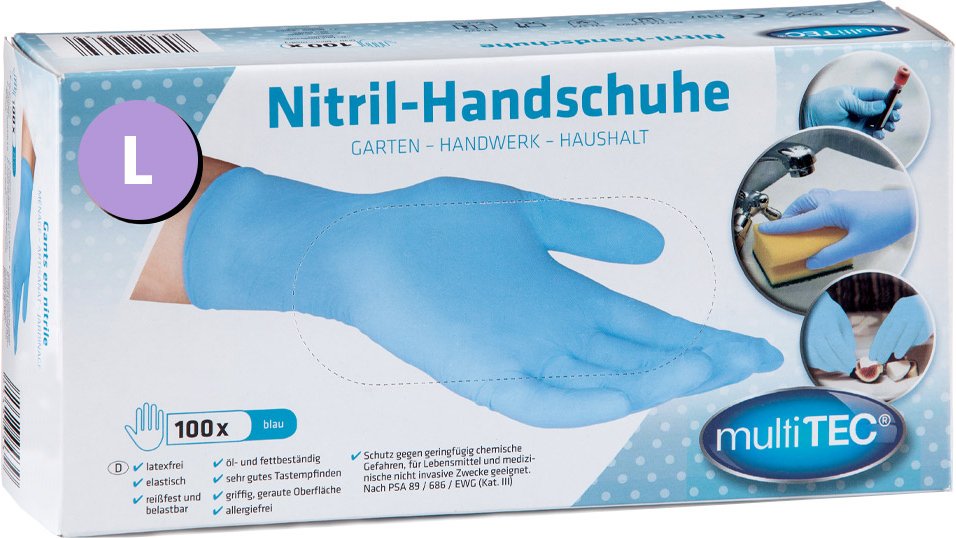 Nitril Einmalhandschuhe 100er, Größe L - Blau