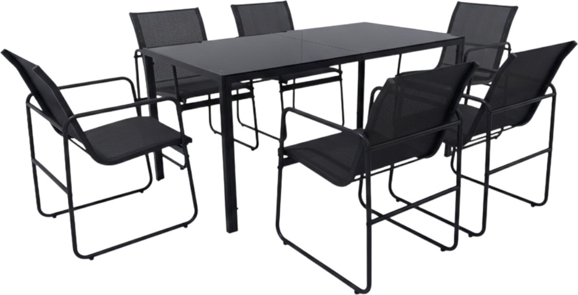 Dining-Set SANTINO 7tlg. Sitzgruppe - Schwarz