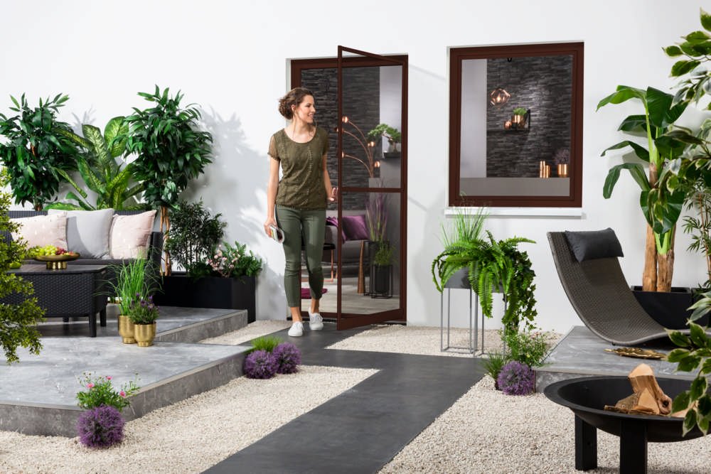 Powertec XXL Aluminium-Fliegengitter-Bausatz SLIMPLUS, ca. 120 x 240 cm,  braun