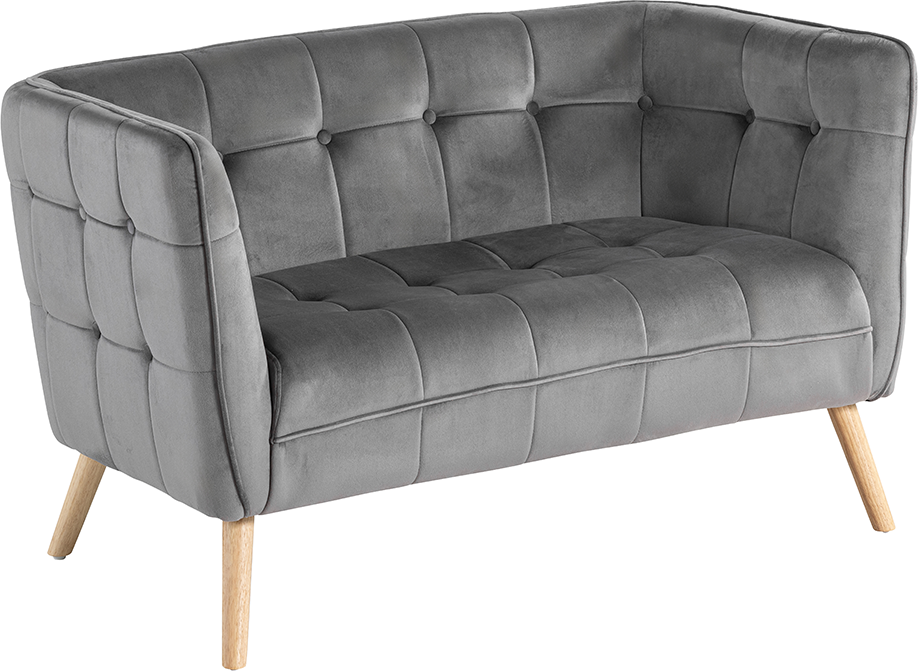 Moderner 2-Sitzer Sitzbank mit Armlehne aus Samtbezug - Grau