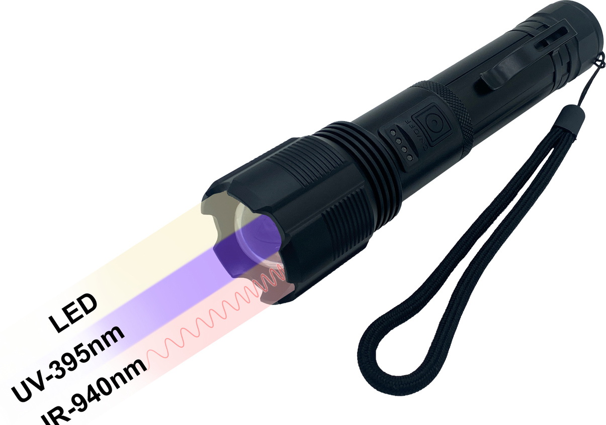 Berger & Schröter | Dreifunktions LED Taschenlampe, Weiß, IR, UV