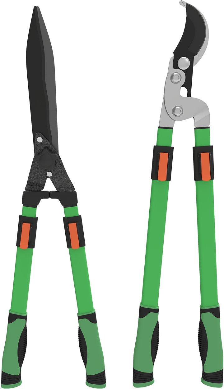 Heckenschere Set 2-teilig Gartenschere Messerlänge 90 cm Metallklingen