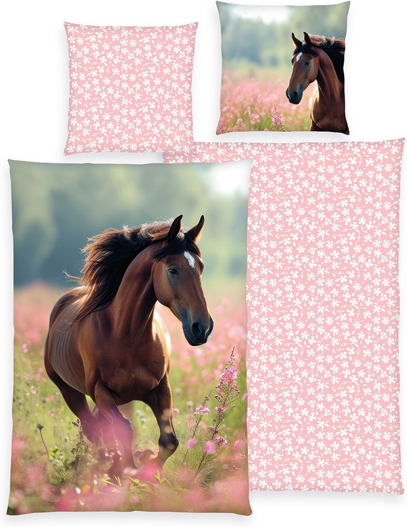Thumbnail - YC Pferd Bettwäsche Größe 80x80 + 135x200 cm