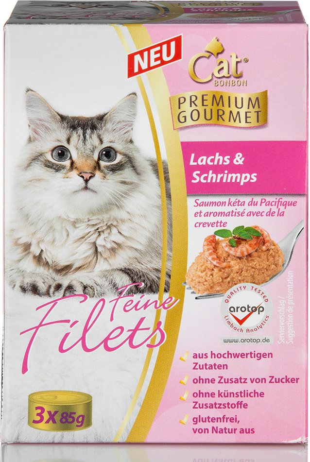 Feine Filets, Lachs & Shrimps & Fischrogen, 3 x 85 gr.