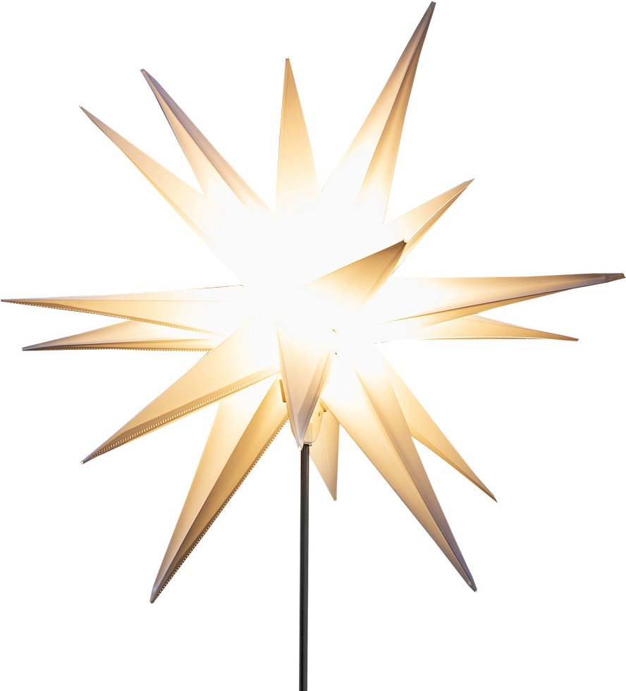 3D-LED-Leuchtstern mit Erdspieß - Weiß