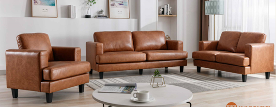 3tlg. Sofa-Set aus Lederoptik und stabilem Gestell - Dunkelgrau