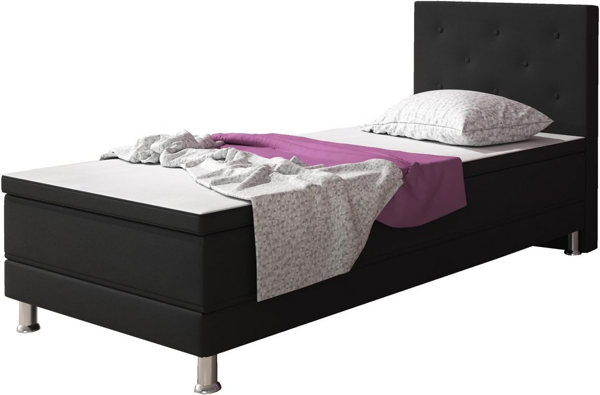 Boxspringbett Esra 90x200 Webstoff Schwarz