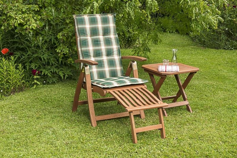 Comodoro Klappsessel mit Fußteil und Klapphocker und Wendekissen