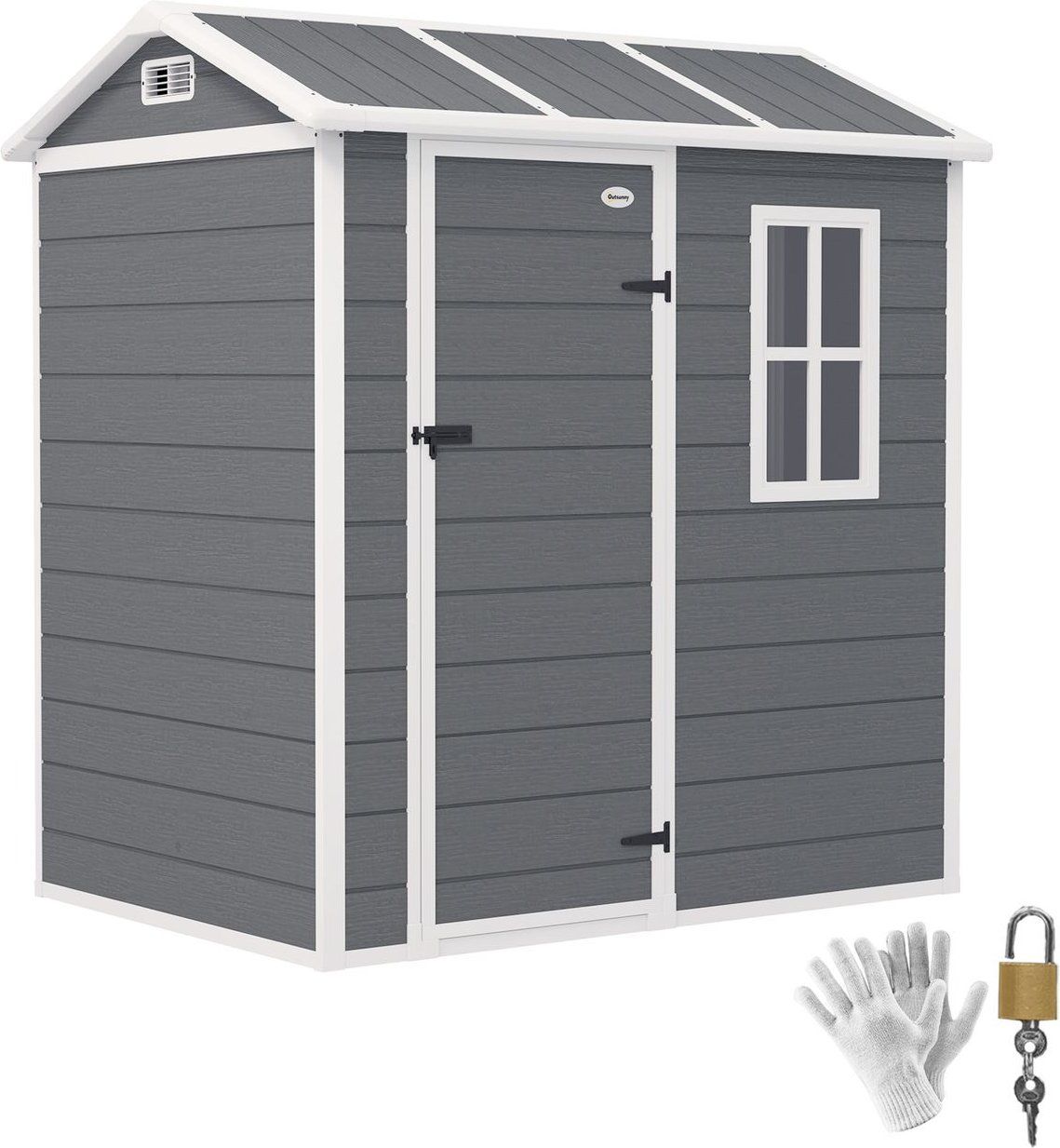 Thumbnail - Gerätehaus Kunststoff 2,1m² 186 x 130 x 199cm Geräteschuppen Grau