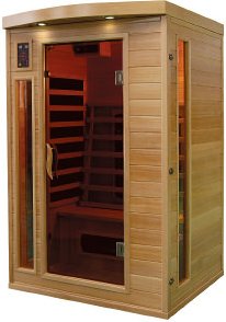 Thumbnail - Infrarotkabine 120x105x190 cm aus Pacific Coast Hemlock-Holz Bluetooth-Soundsystem Timer Lichttherapie in 4 Farben digit...