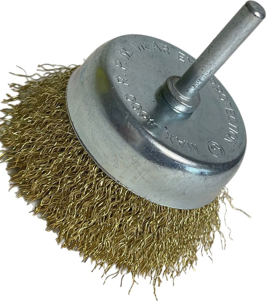 Topfbürsten Drahtbürsten 75mm Messingbeschichtet mit Schaft 6x