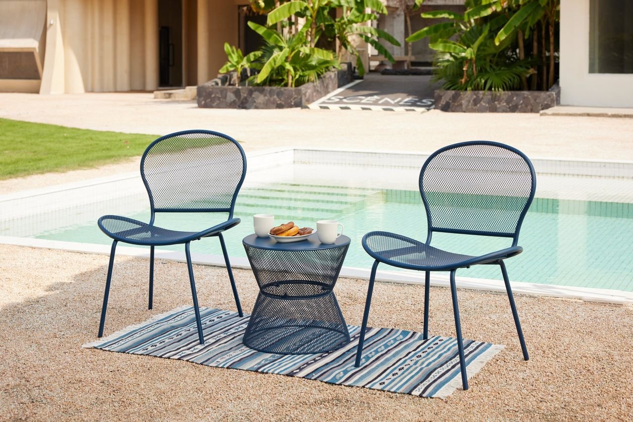 3tlg. modernes Bistro Set HGS58-DBL dunkelblau