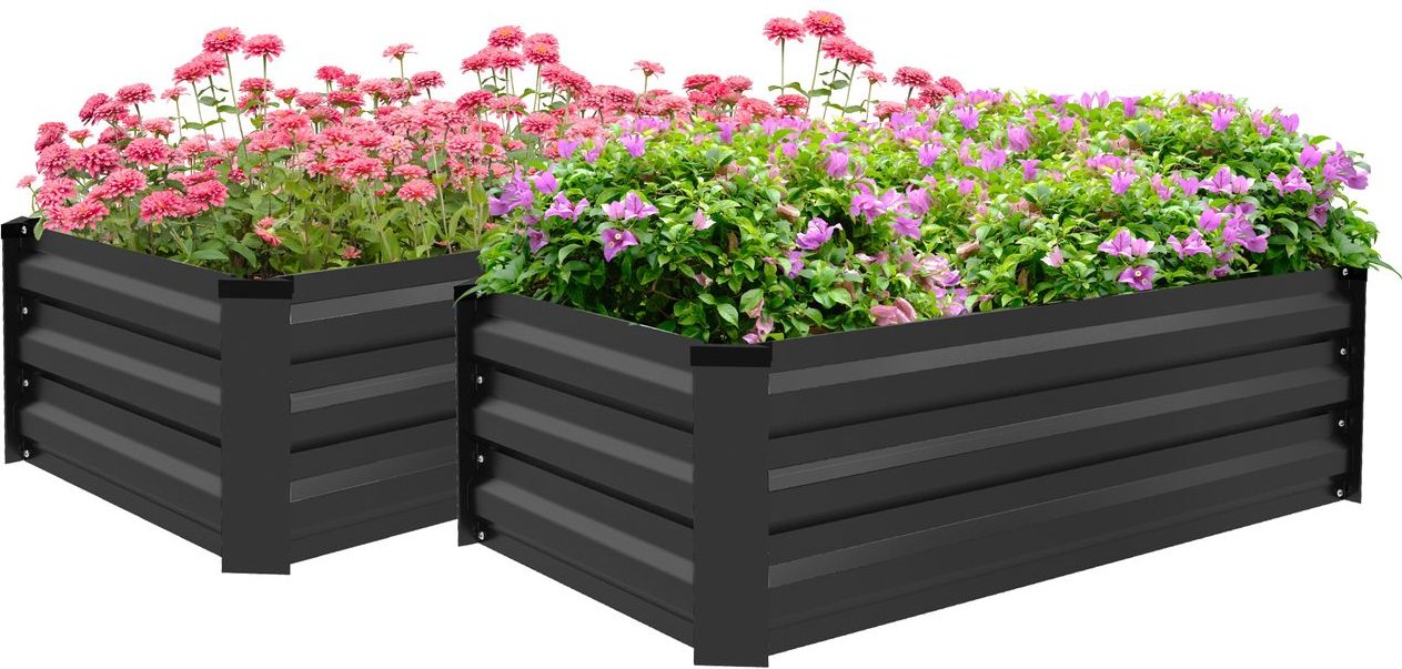 Hochbeet 2er-Set, Pflanzkasten, Blumenkasten, rostfrei Pflanzkübel für Terrasse