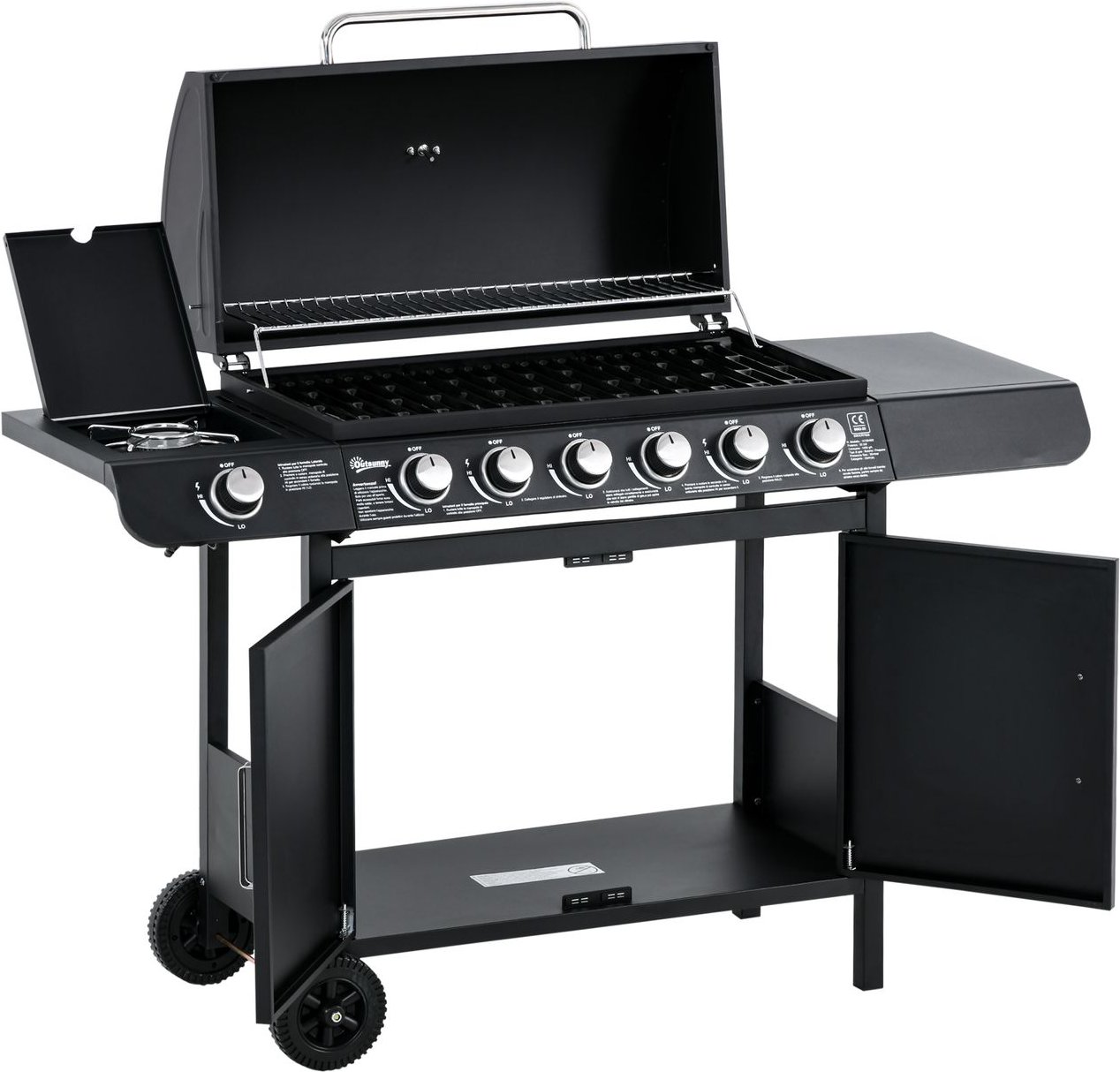 Gasgrill BBQ Metall Schwarz 135 x 50 x 100 cm