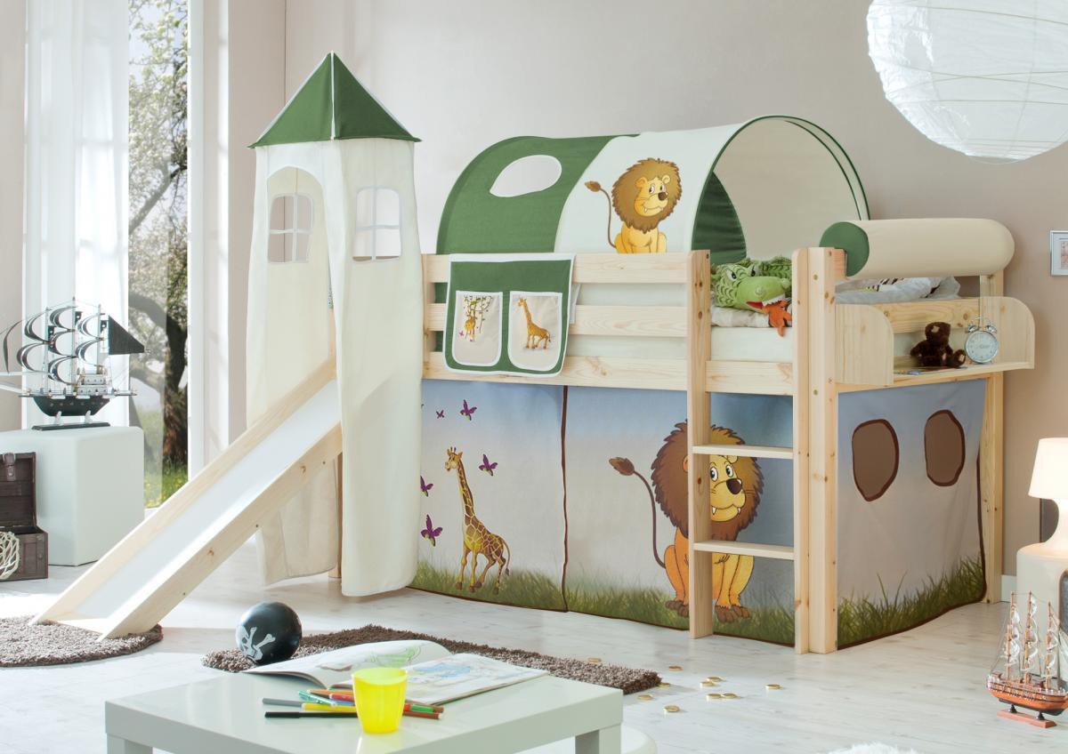 Rutschbett mit Turm "Kasper" Kiefer Natur "Safari"