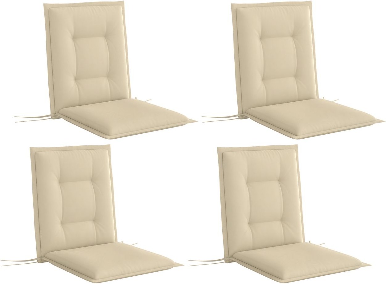 4er Set Sitzkissen 108 x 50 x 5 cm Stuhlkissen mit Bändern, Outdoor Sitzauflage
